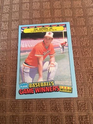 1987 Fleer Baseball Limited Edition Game Winners # 37 Cal Ripken Jr - Image 1 of 2