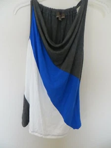Fenn Wright Manson Size Medium Drape Neck Tank Top Blue Gray White Stripe 101928 - Picture 1 of 8