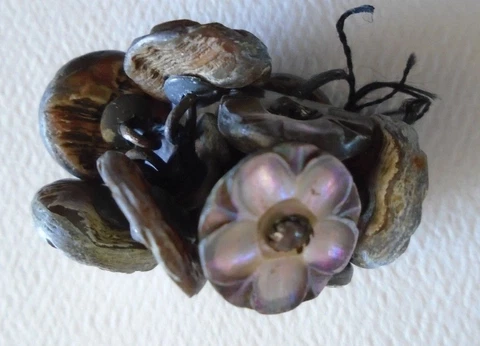 Antique Victorian Carved Flower  Pearl Shell Shank Buttons a set of 10 Cover