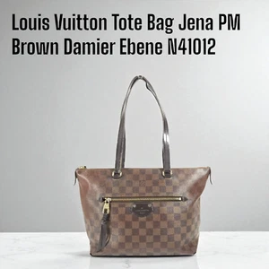 Authentic Louis Vuitton LV Tote Bag N41012 Jena PM Brown Damier Ebene Canvas F/J - Picture 1 of 12