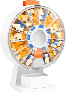14-Day Pill Organizer - Large Weekly Pill Box w/Push Button, Wall Mount - Picture 1 of 16