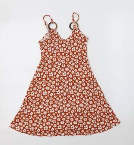 Topshop Womens Brown Floral Viscose BlendTunic Tank Size 4 - Picture 1 of 12
