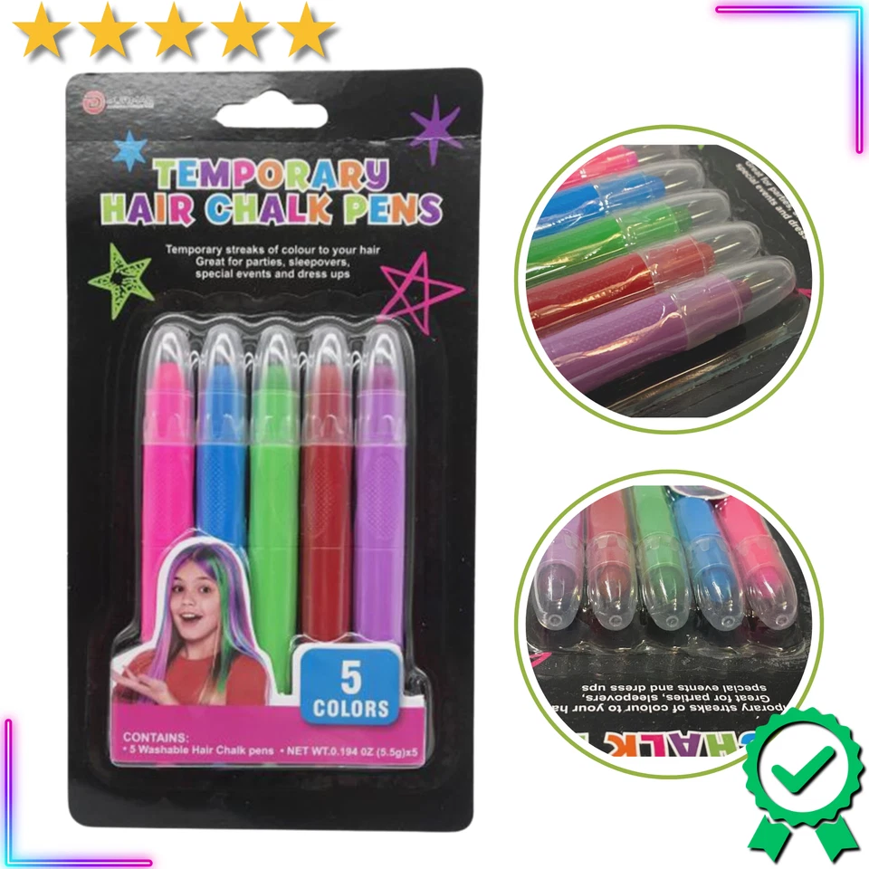 5pcs Temporary Hair Chalk Pens Adult Kids Washable Colour Partry Events Dress up