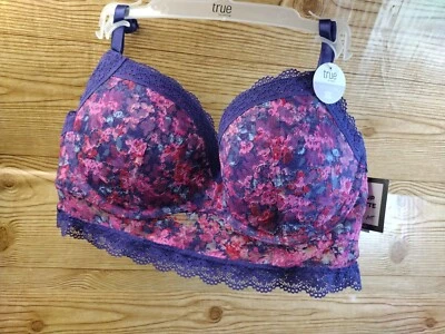 Sujetador con aros True by Rue 21 Push-Up Brallette - 36C púrpura floral NUEVO Foto 1 de 4