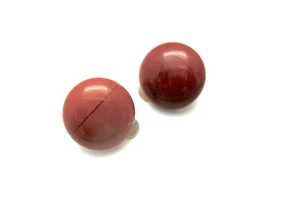 Ohrringe Ohrclips Edelsteine Natur Jaspis Rot rund poliert Cabochon Silber 16mm - Bild 1 von 1