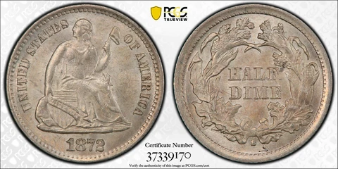 1872 S PCGS MS63 FS-301 MPD RPD MM Below Misplaced Date Liberty Seated Half Dime Cover