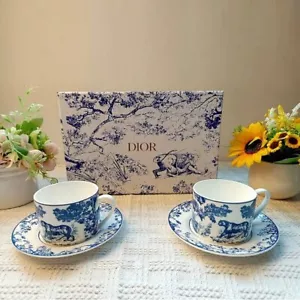 NEW IN BOX DIOR 2 X TEA CUP & SAUCER SET UNWANTED VIP GIFT TOILE DE JOUY - Picture 1 of 8