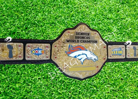 Denver Broncos World Championship Belt NFL league Super Bowl Football 2mm Brass Cover