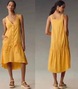Neu ohne Etikett Anthropolohie DAILY PRACTICE gelbes Baumwoll-Midikleid Gr. LP - Bild 1 von 9