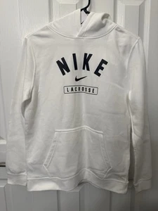 Nike Lacrosse Club Fleece Hoodie Youth XL Sweatshirt Swoosh Logo Black White - Picture 1 of 4