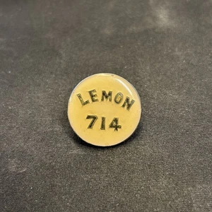 Vintage LEMON 714 Quaalude Emaille 1" Pin Back Button 70er 80er LUDES - Bild 1 von 6