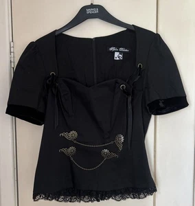 Spin Doctor Gothic Steampunk Blouse – Velvet, Lace & Chains – Size Medium-BN - Picture 1 of 6