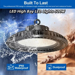 500W LED High Bay LED Lights Commercial 56000LM Warehouse Gym Barn Factory Light - Picture 1 of 12