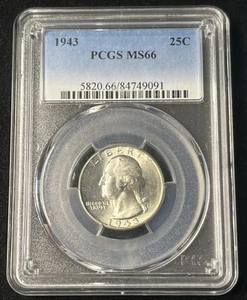 1943 Washington Quarter MS66 PCGS Blue Label Nice Coin! - Picture 1 of 4