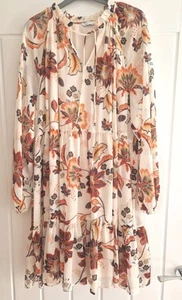 Papaya Ladies White & Multi-coloured Floral Long Sleeved Dress - Size 18 - Picture 1 of 6