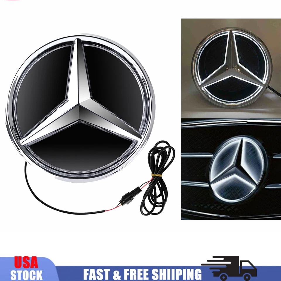 Illuminated Car Grille 3D Star Emblem Chrome Fit For Mercedes-Benz W213 E350 AMG Foto 1 de 4