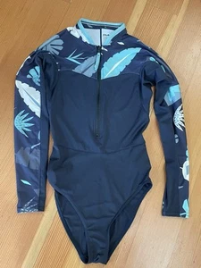 Rip Curl Women’s Surf Rash Guard Swim Suit Long Sleeves Zipper UPF50 Blue Size S - Picture 1 of 3
