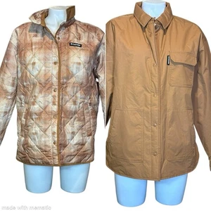 Women's Columbia Reversible Shirt Jacket Size L Brown Beige - Picture 1 of 4