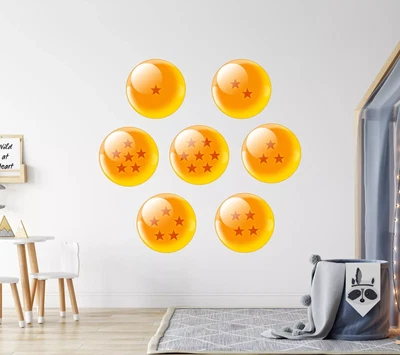 ALL 7 Dragon Balls Dragon Ball Z Wall Decal Sticker Kids Room Art Mural For Fan
