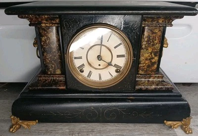 Antiguo reloj de madera E Ingraham Regent 1900 negro león *FUNCIONA* pero sin llave Foto 1 de 4
