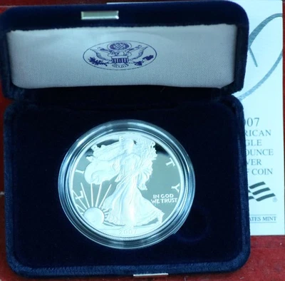 Uncirculated Proof 2007-W American Eagle Silver One Dollar - Image 1 of 2