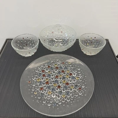 Tazones de sopa de vidrio texturizado confeti burbuja Dansk plato de 12" vegetales de 5,25" Foto 1 de 4