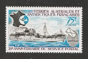 1974 TAAF France Antarctic Sc# 57 - 25th Anniv Postal Service, Ship. MNH Cv$6.00 - Picture 1 of 1