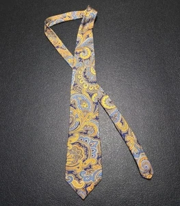 Corbata Harold Powell Para Hombre 58L 3.75W Seda Paisley Floral EE. UU. Amarillo Azul - Imagen 1 de 12