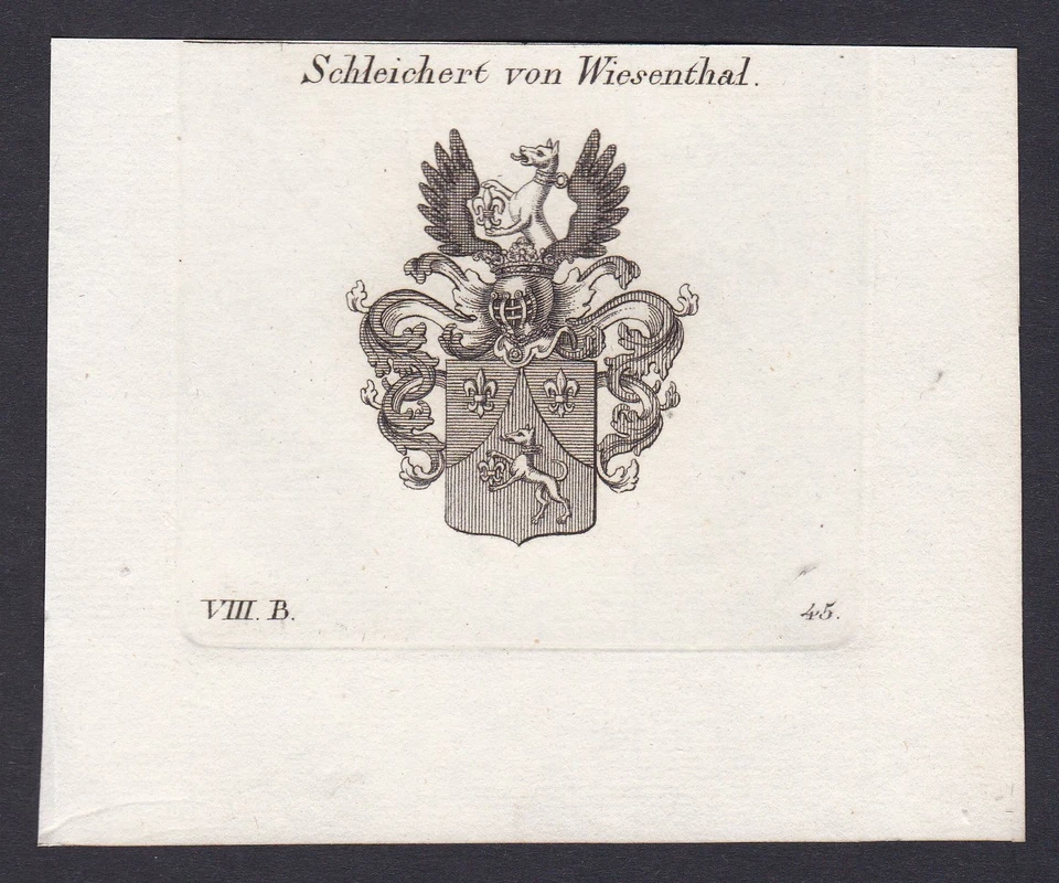 Schleichert Wiesenthal Wappen Adel coat of arms Kupferstich antique print - Bild 1 von 1