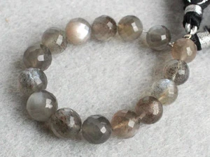 Natural Gray Moonstone Faceted Round Ball Gemstone Beads (56035) - Picture 1 of 4