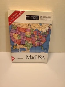 NEW VTG BRODERBUND MACUSA ATLAS OF THE UNITED STATES GEOGRAPHY SOFTWARE SEALED - Picture 1 of 12