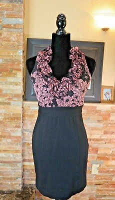 Vestido corto negro INC International Concepts US XS 2 estampado floral de seda  Foto 1 de 4