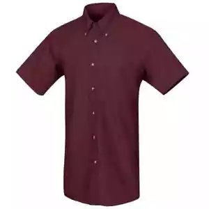 Perry Ellis Untucked Button Down Shirt Burgundy Short Sleeve Men's 2XL. - Picture 1 of 3