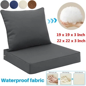 Waterproof Outdoor Chair Cushion Set Patio Furniture Deep Seat Back Cushions Pad - Picture 1 of 41