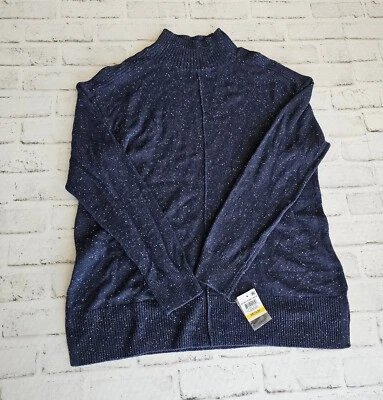 Women's Size Medium Karen Scott Mock-neck Front Seam Sweater In Intrepid Blue - Image 1 of 4