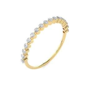14K Solid Gold Lab Created Round Diamond Half Eternity Wedding Band for Her - Picture 1 of 7