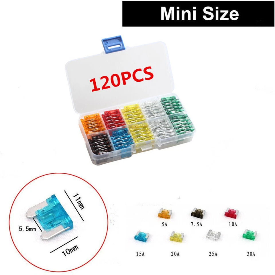 HOT 120Pcs 7.5 10 15 20 25 30 Amp ATM APM Sales MIX Car Mini Standard Blade Fuse - Image 1 of 4