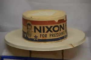 1960s NIXON FOR PRESIDENT PLASTIC CAMPAIGN HAT ONLY 49 STATES ON HEAD BAND USA - Picture 1 of 5