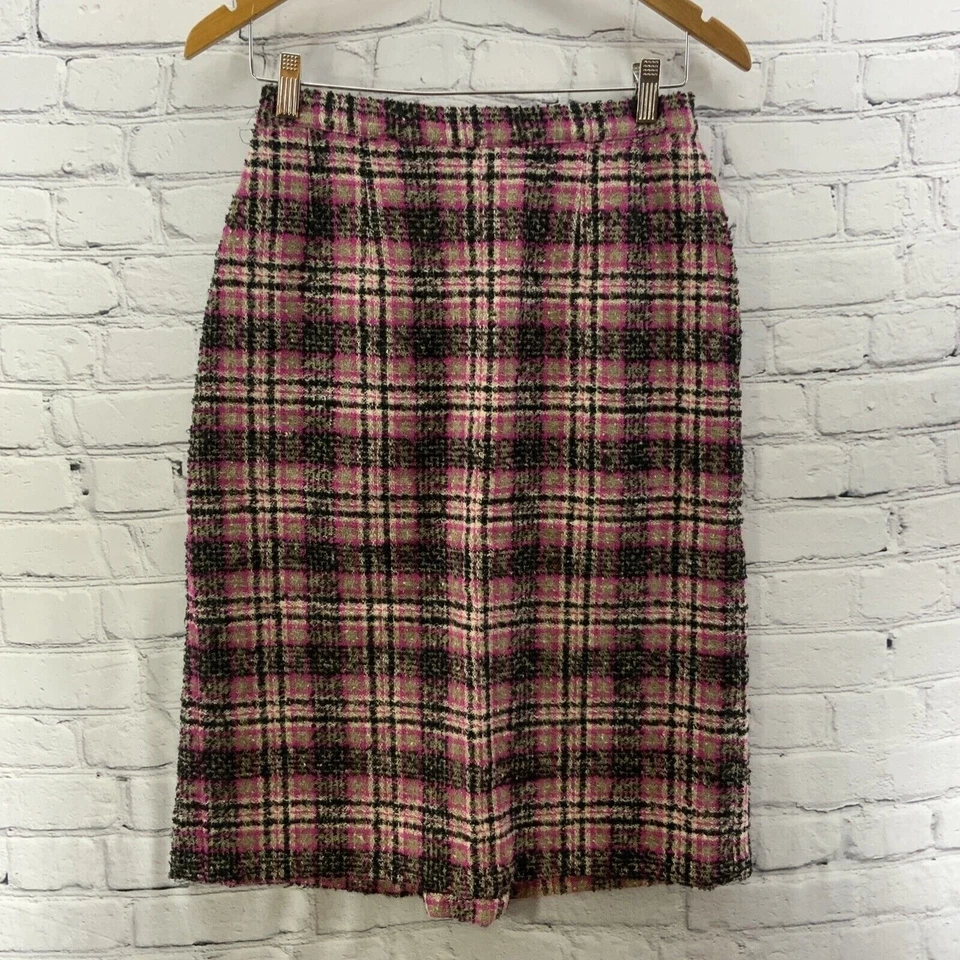 Falda Lápiz Lana Años 60 Rosa Cuadros Metal Cremallera Academia Grunge Escuela Niña Foto 1 de 4