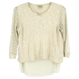 Lucky Layered Look Linen Blend Large Boho Lace 3/4 sleeve Cross back - Picture 1 of 6