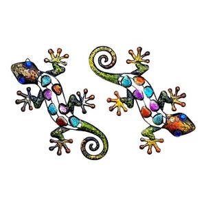 Gecko Lizard Wall Art Metal Colorful Decor Fence Garden Yard Patio Fence Room... - Picture 1 of 8