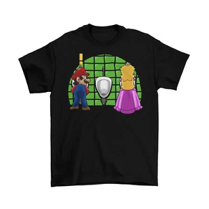 Mario Peach Bathroom T-Shirt Mens Unisex Cotton Adult Size Funny Video Game New - Picture 1 of 4