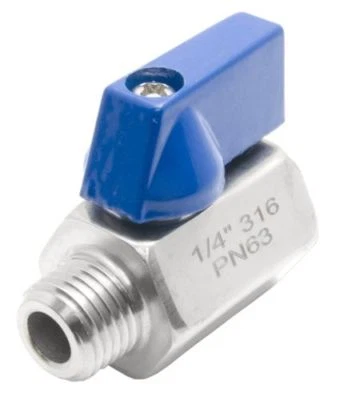 1/4" NPT SS316 Stainless Steel PN63 Mini Ball Valve FxM Female to Male Sanitary - Image 1 of 4