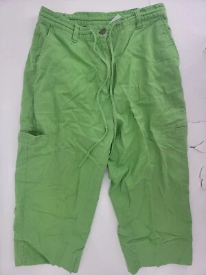 Pantalones de mujer Billblass verde lino algodón talla 6P Foto 1 de 4
