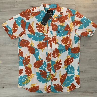 Quicksilver мальчиков кнопка вверх воротник цветочный платье рубашка размер большой новый с Ярлыками - Изображение 1 из 3