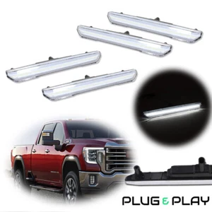 Clear White LED Front Rear Side Marker Lights For 2020-2024 GMC Sierra 2500 3500 - Picture 1 of 11