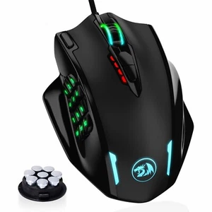 Redragon M908 RGB LED MMO Mouse with Side Buttons Optical Mouse with 12,400DPI - Picture 1 of 9