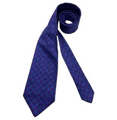 Corbata ETRO Azul/Púrpura Geométrica Monograma ETRO Seda LUJO ITALIA Foto 1 de 4