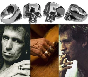 Keith Richards Style Skull Ring. Keef Rolling Stones Accessory. Surgical Steel. - Picture 1 of 22