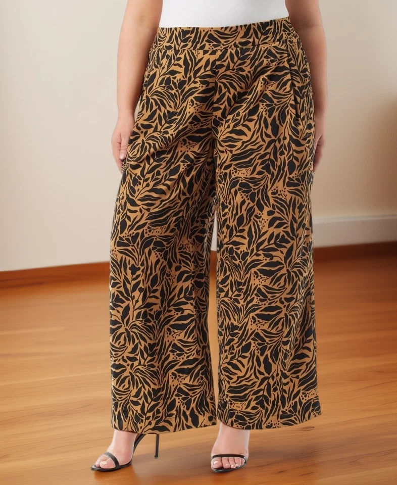 Jessica Simpson Trendy Plus Winnie Wide Leg Pants Bone Brown Size 1X NWT - Image 1 of 1